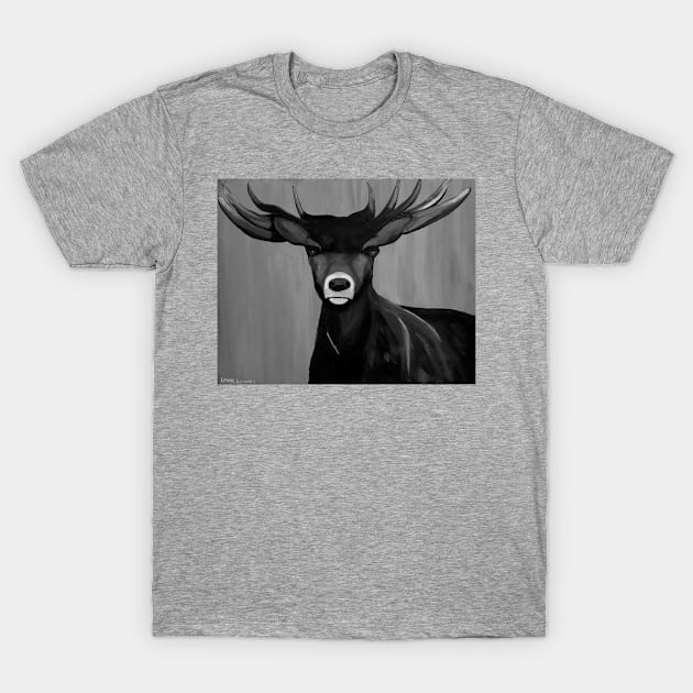 stag buck deer - Monochrome T-Shirt by LukjanovArt